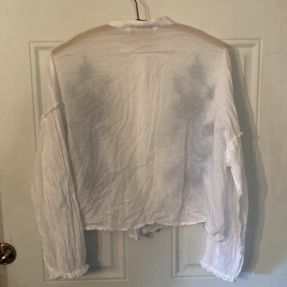 Zara Trafaluc Embroidered Floral Puffy Sleeve Sheer Top - Picture 8 of 11